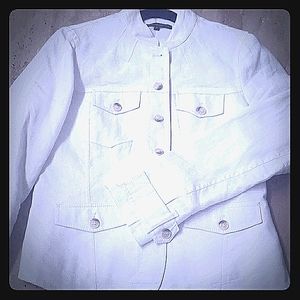 Dahlia Collection White Linen Jacket, Sz 8